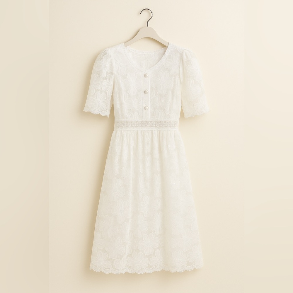 Elegant White Lace Dress
